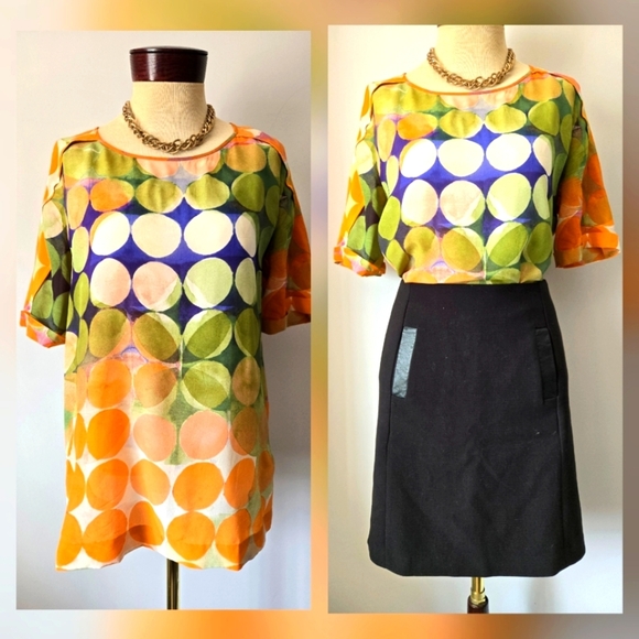 TIGER OF SWEDEN 100% Silk Circle Pattern Blouse. Size 36/ Small - Picture 1 of 16